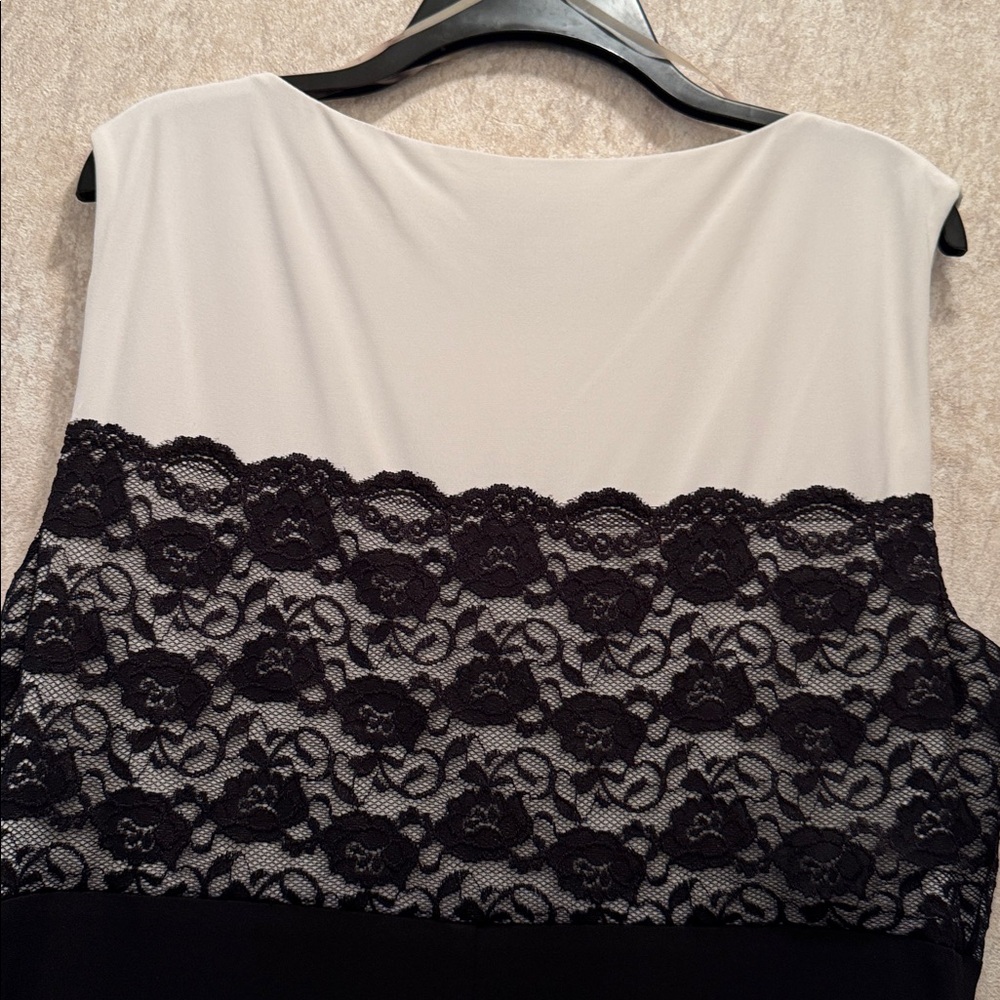 NWT BLACK LAYERED DRESS WITH WHITE & BLACK BODICE - Picture 9 of 13